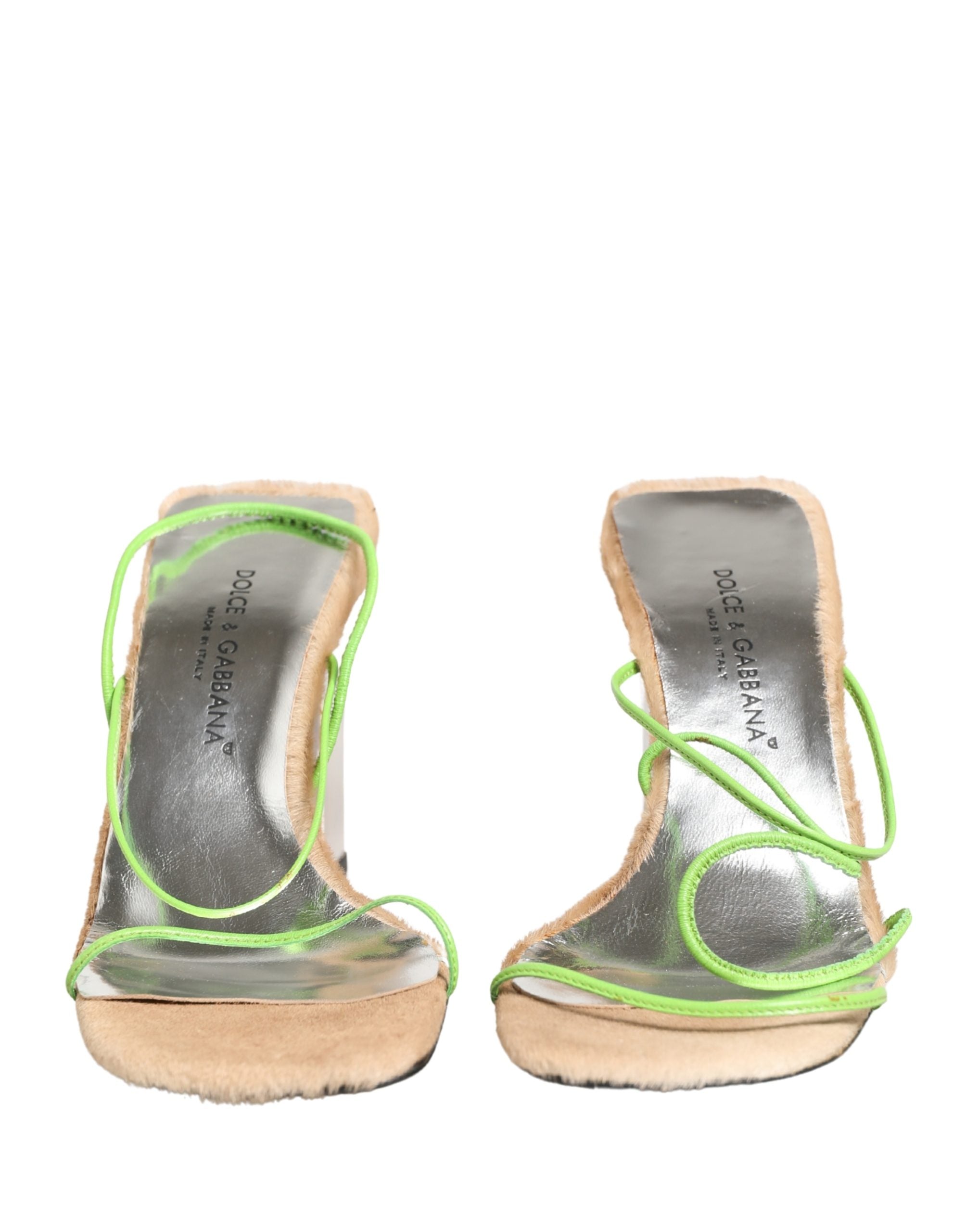 Sandales à talons en cuir multicolore Dolce & Gabbana avec bloc, chaussures élégantes pour femmes.