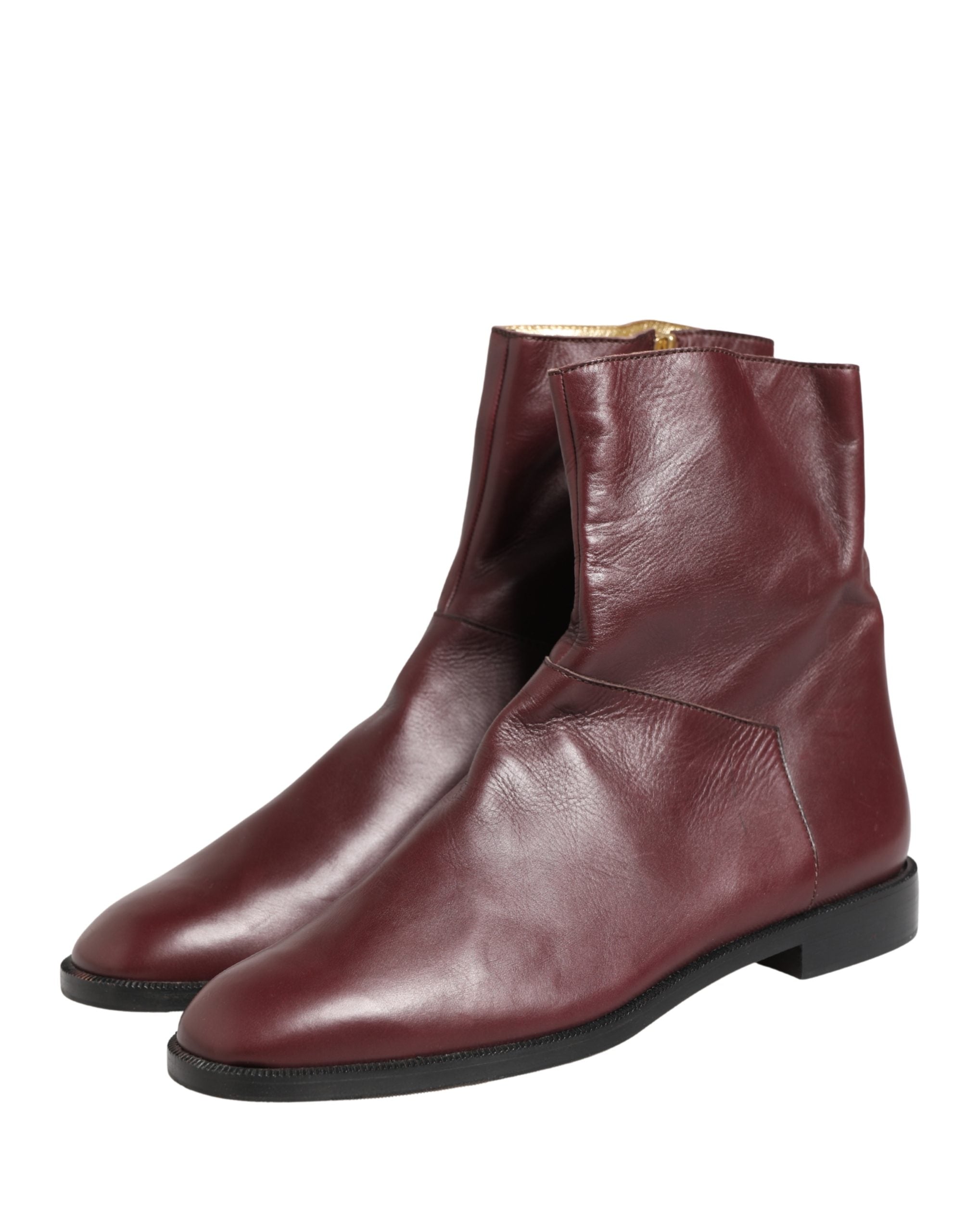 Chaussures ballerines en cuir marron biker Dolce & Gabbana, bottines à la cheville avec détails en cuir et semelle élégante.