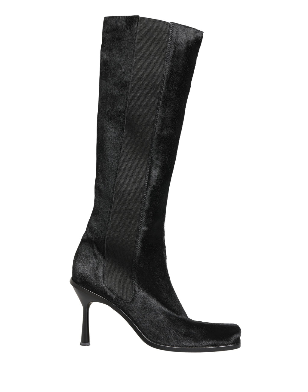 Bottes hautes en daim noir Dolce & Gabbana, chaussures élégantes en cuir avec finition soignée, pour un style sophistiqué.