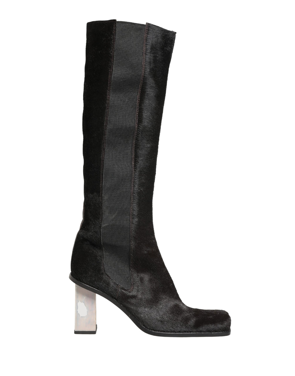 Bottes hautes en daim noir de Dolce & Gabbana pour femmes, en cuir, avec talons élégants et design sophistiqué.