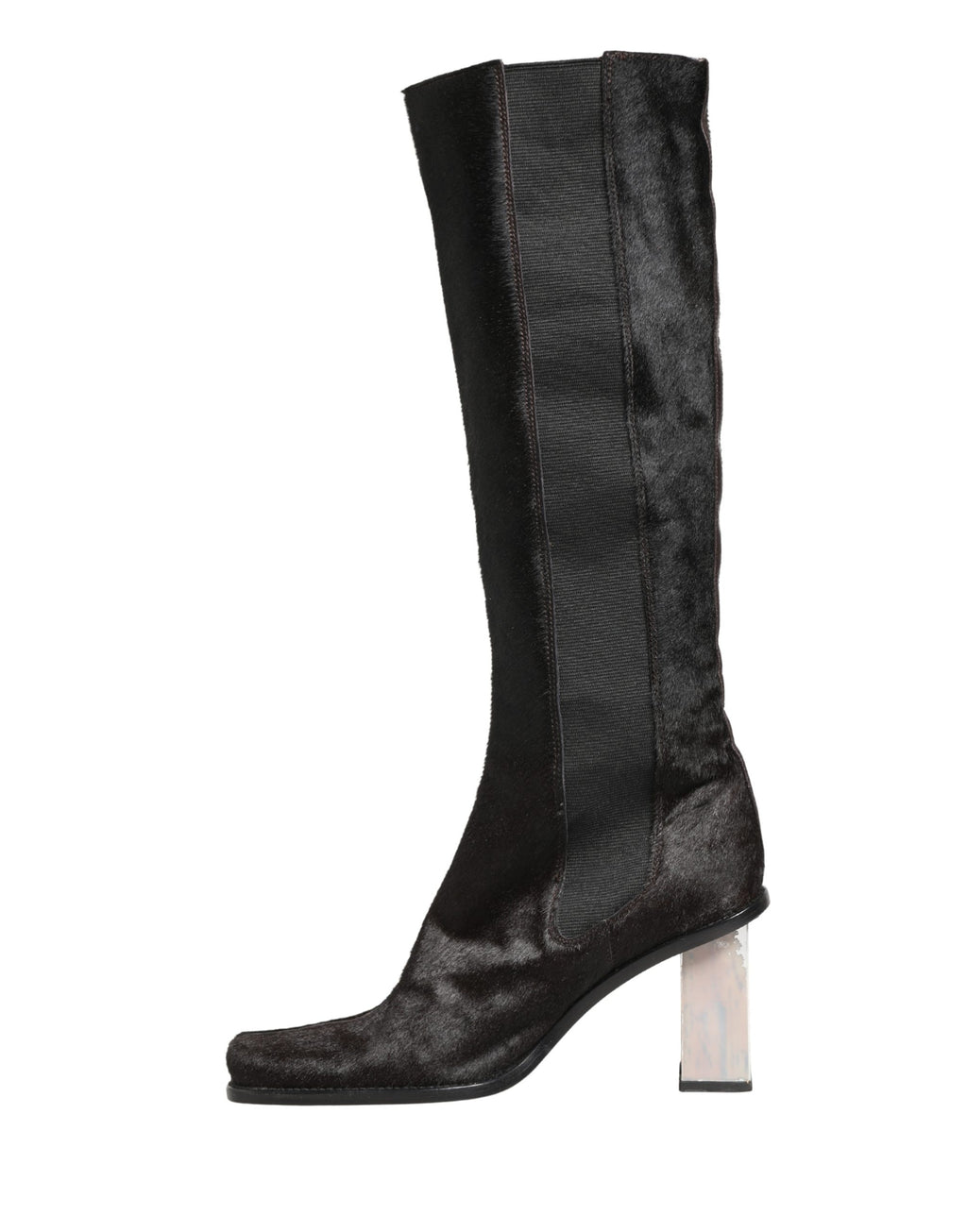 Bottes hautes en cuir suédé noir de Dolce & Gabbana, chaussures élégantes et sophistiquées pour femmes