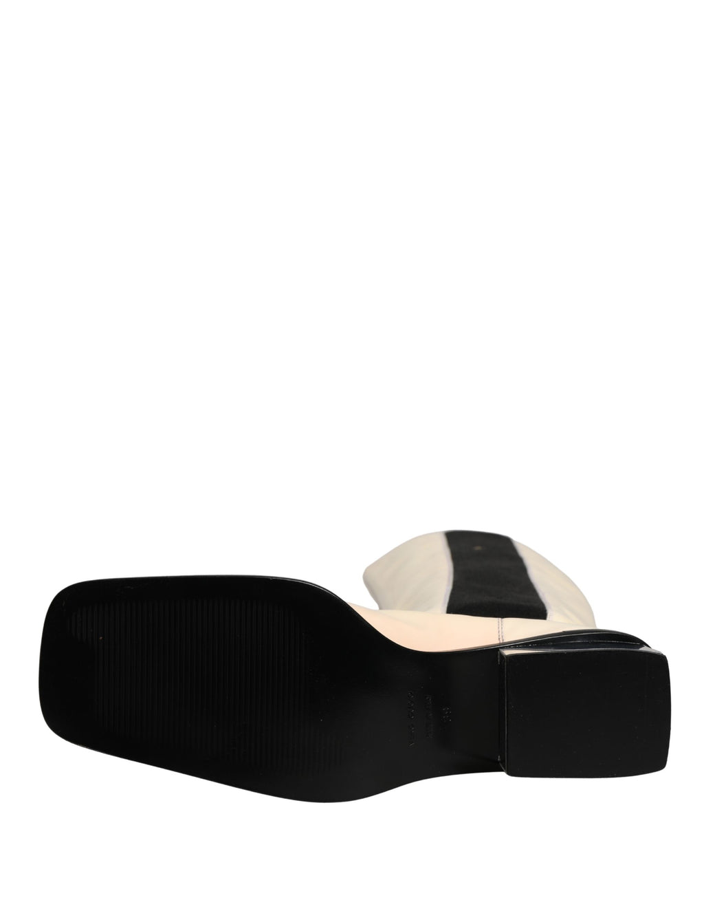 Bottes en cuir noir et blanc Dolce & Gabbana, hautes jusqu'au genou, chaussures élégantes pour femme.