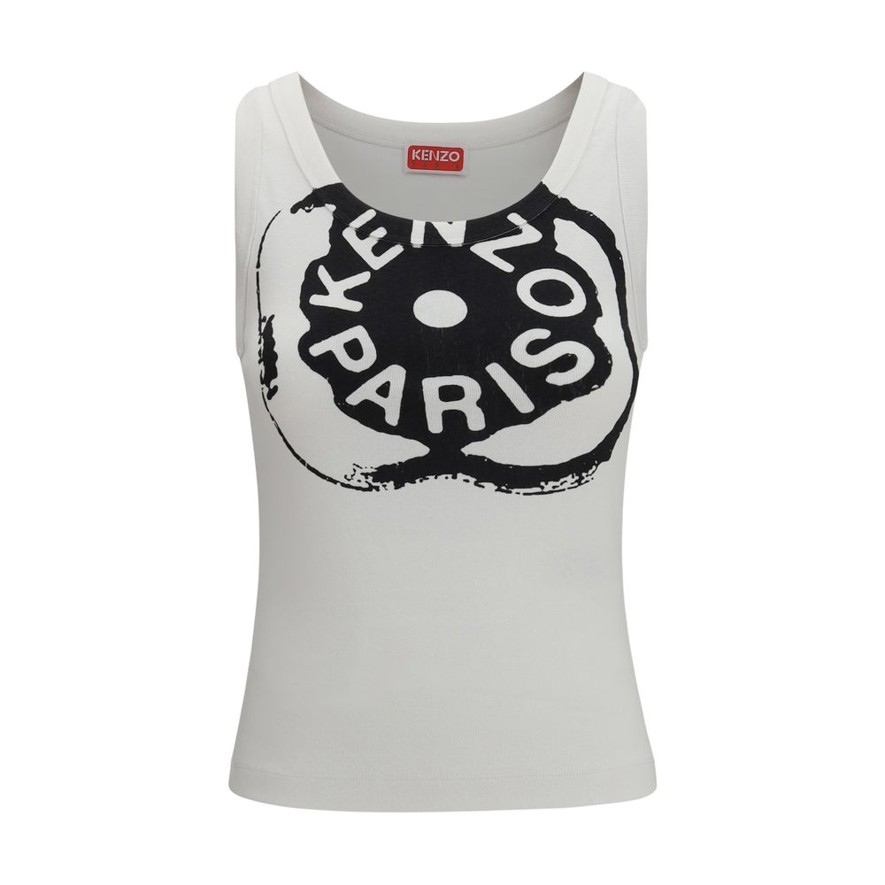 Débardeur en coton blanc de la marque Kenzo, coupe classique et tissu léger, visible sur le mannequin.