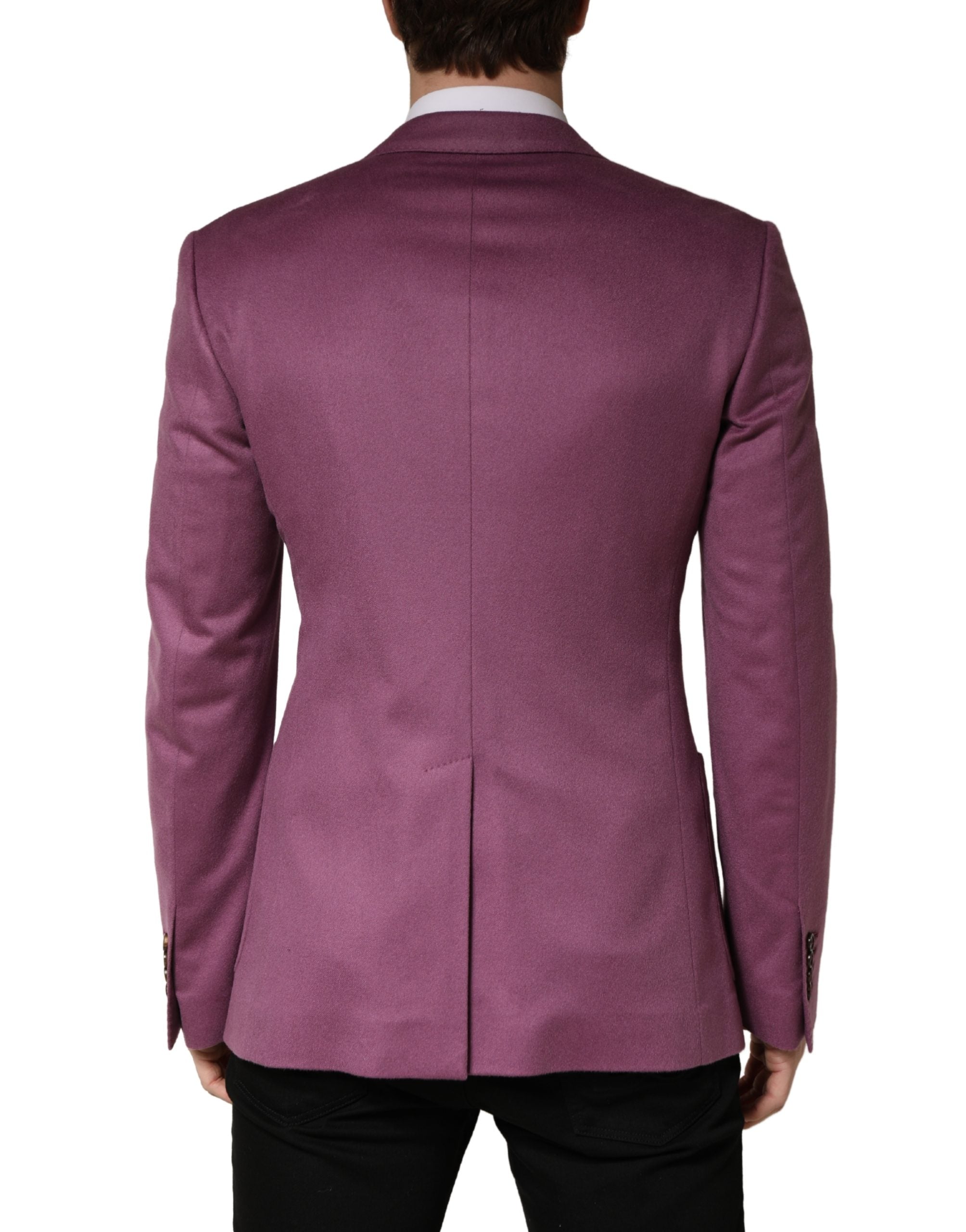 Veste blazer en cachemire violet Dolce & Gabbana, coupe slim fit, élégante et sophistiquée, portée sur un mannequin.