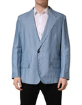 Veste blazer homme Dolce & Gabbana Light Blue à double boutonnage, couleur bleu clair, style élégant et moderne.