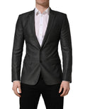 Manteau blazer en laine gris foncé à coupe slim de Dolce & Gabbana, veste élégante pour homme.