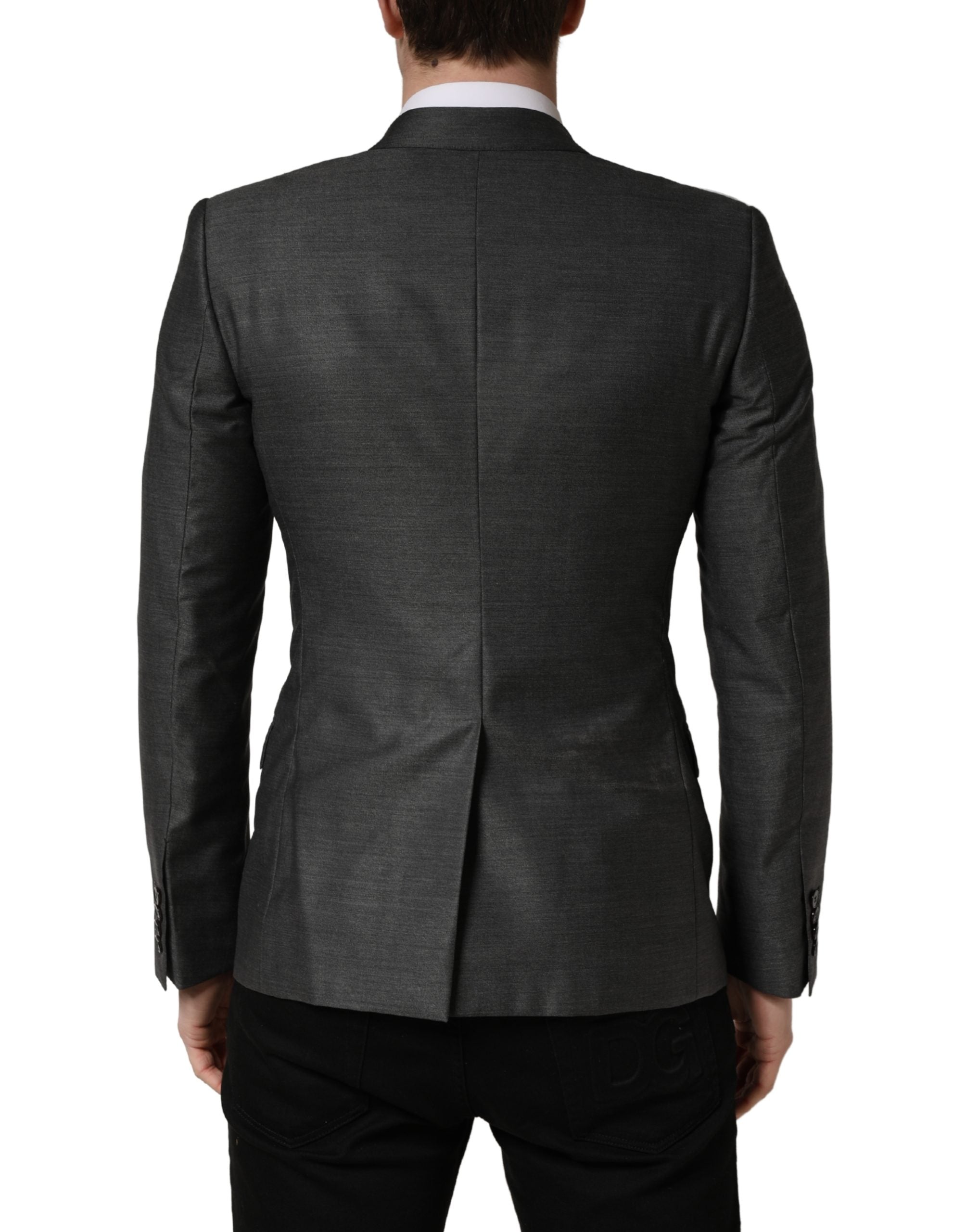 Manteau blazer slim en laine gris foncé de Dolce & Gabbana, veste élégante pour homme.