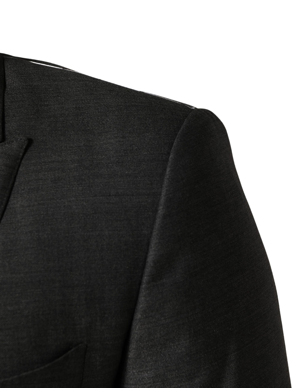 Veste blazer slim fit en laine gris foncé de Dolce & Gabbana, élégante et structurée, avec col classique et boutons.
