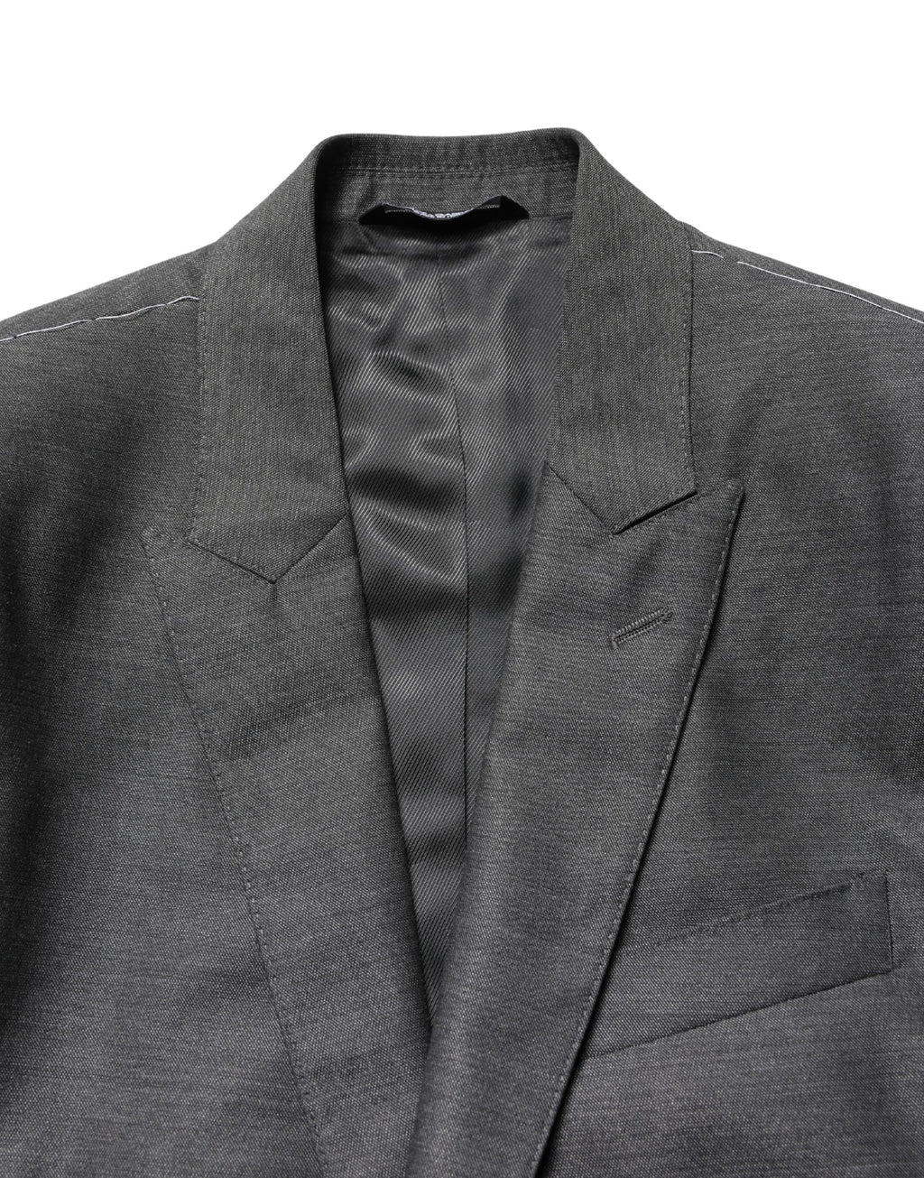Manteau blazer gris foncé en laine Dolce & Gabbana, coupe ajustée, élégante veste blazer pour homme.