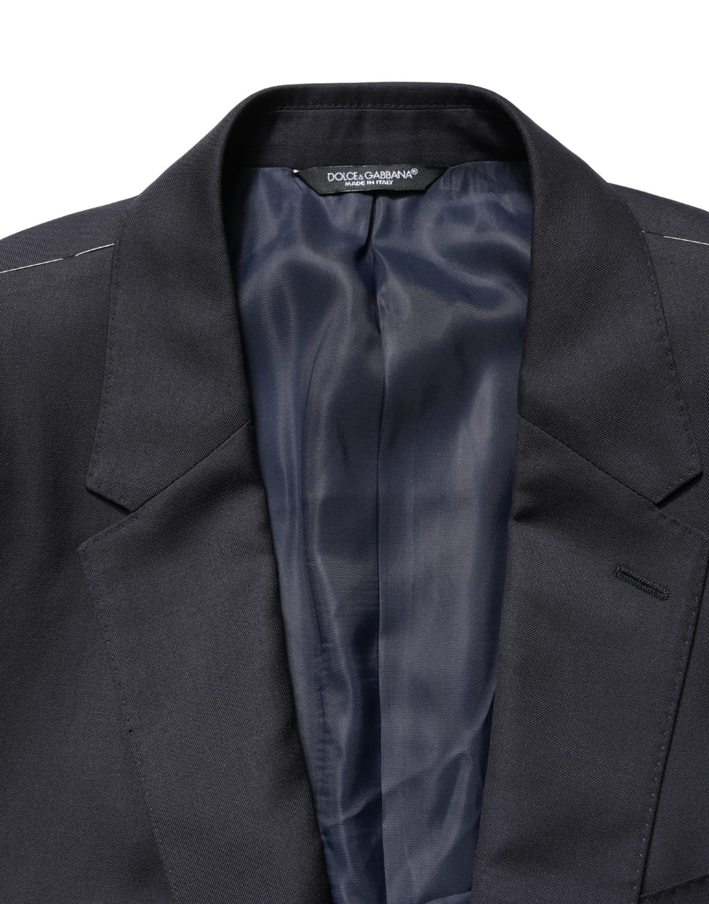 Manteau slim en laine noire Dolce & Gabbana pour homme, veste élégante blazer ajustée avec col et boutons.