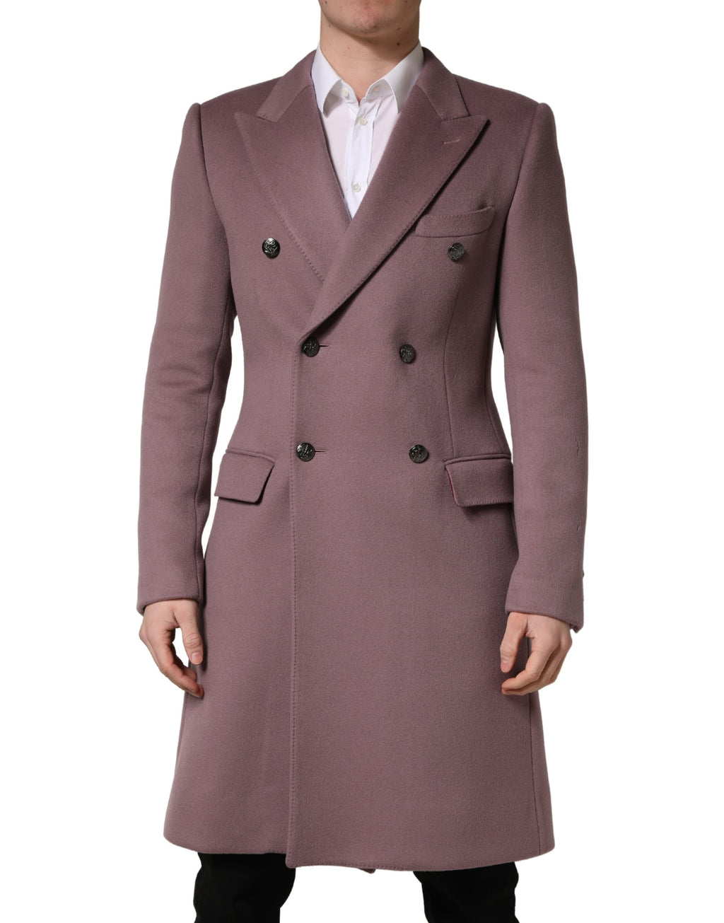 Manteau trench pour homme Dolce & Gabbana marron à double boutonnage, élégante veste d'extérieur en tissu brillant.