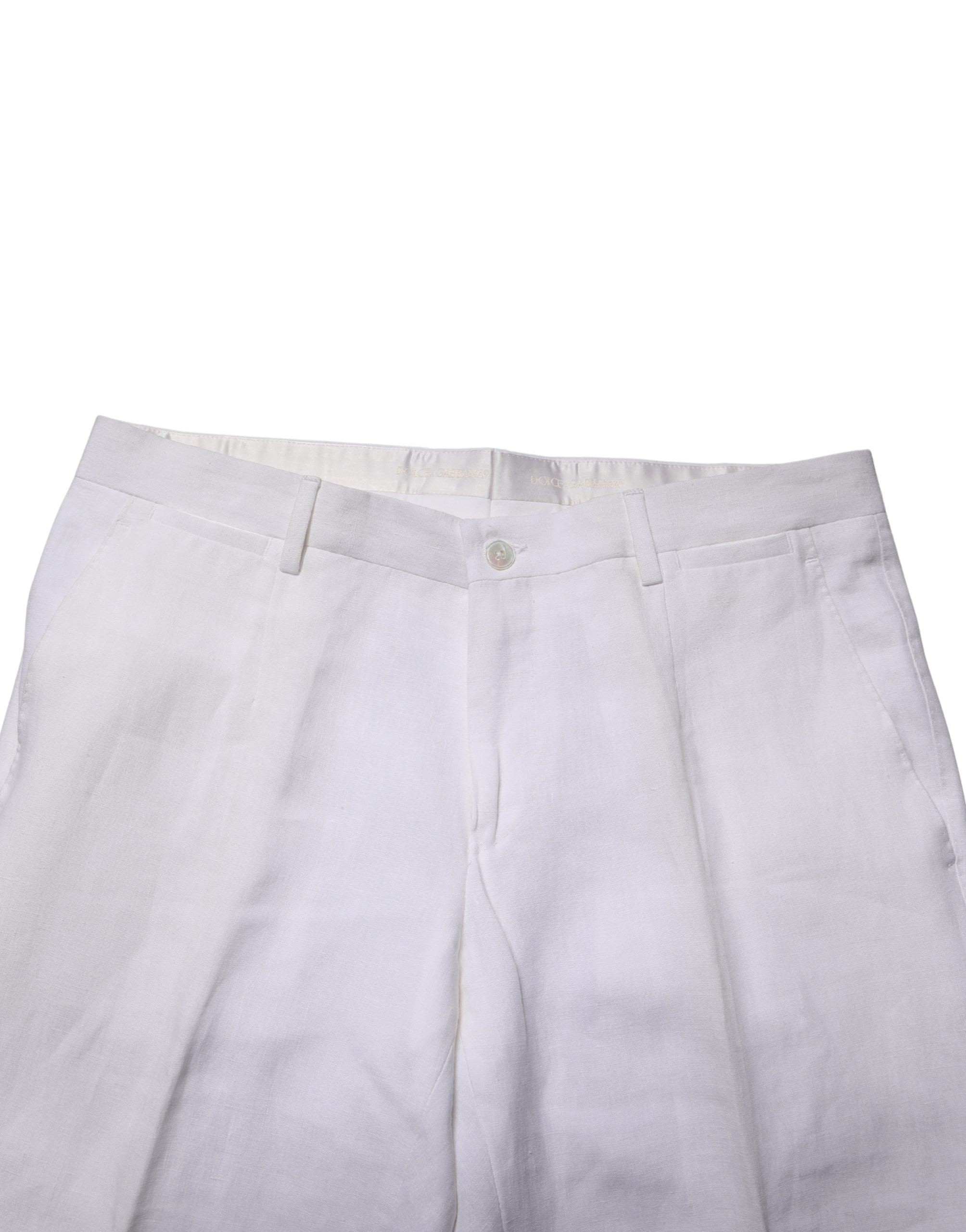 Costume homme blanc Dolce & Gabbana Sartoria en lin, costume formel 2 pièces avec veste et pantalon.