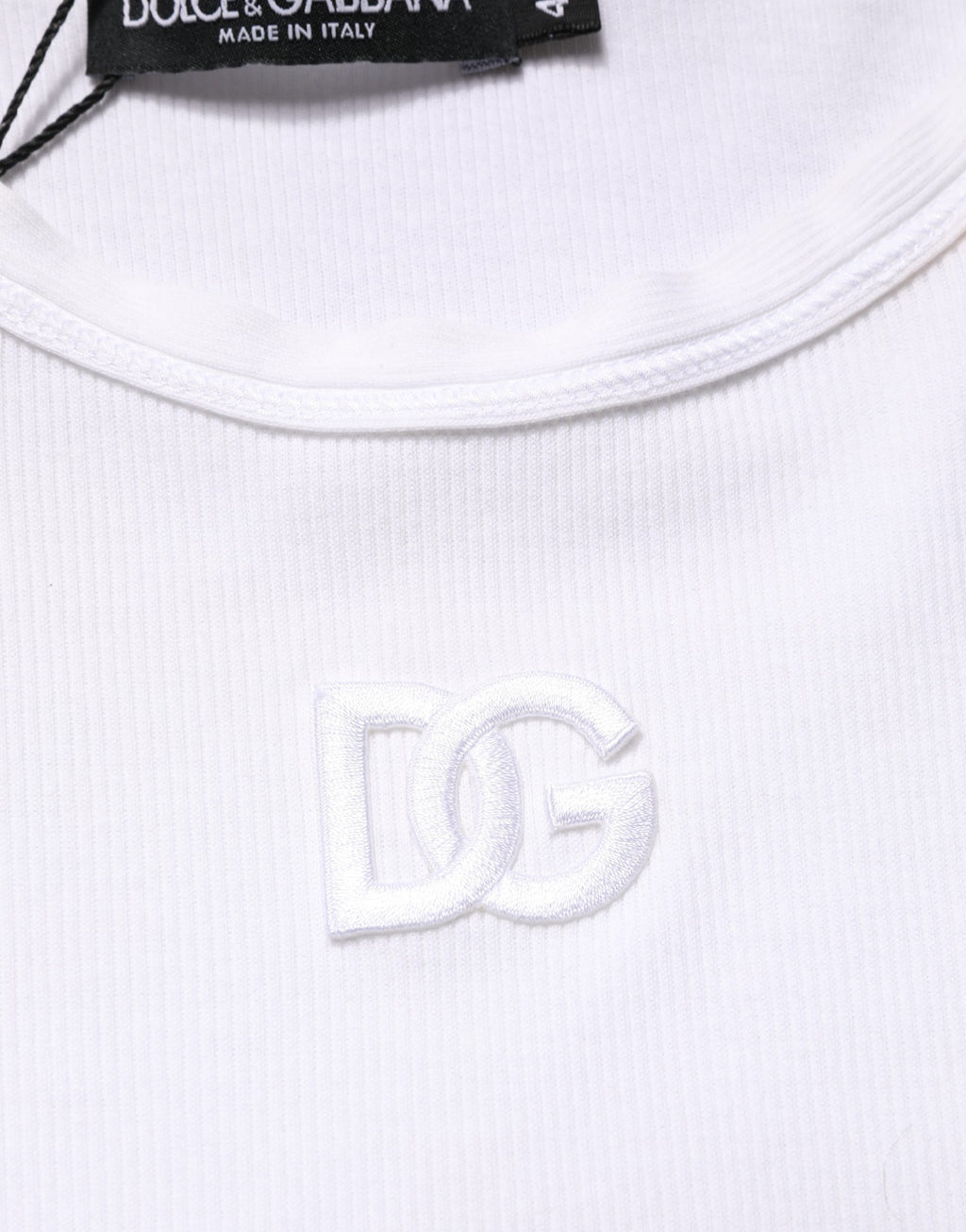 T-shirt sans manches en coton côtelé blanc de Dolce & Gabbana, style décontracté et confortable.