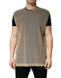 T-shirt sans manches beige Dolce & Gabbana en maille à col rond, style décontracté et élégant pour femme.