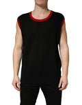 Pull sans manches noir Dolce & Gabbana, col rond, tricoté, pour homme, visible sur cette image.