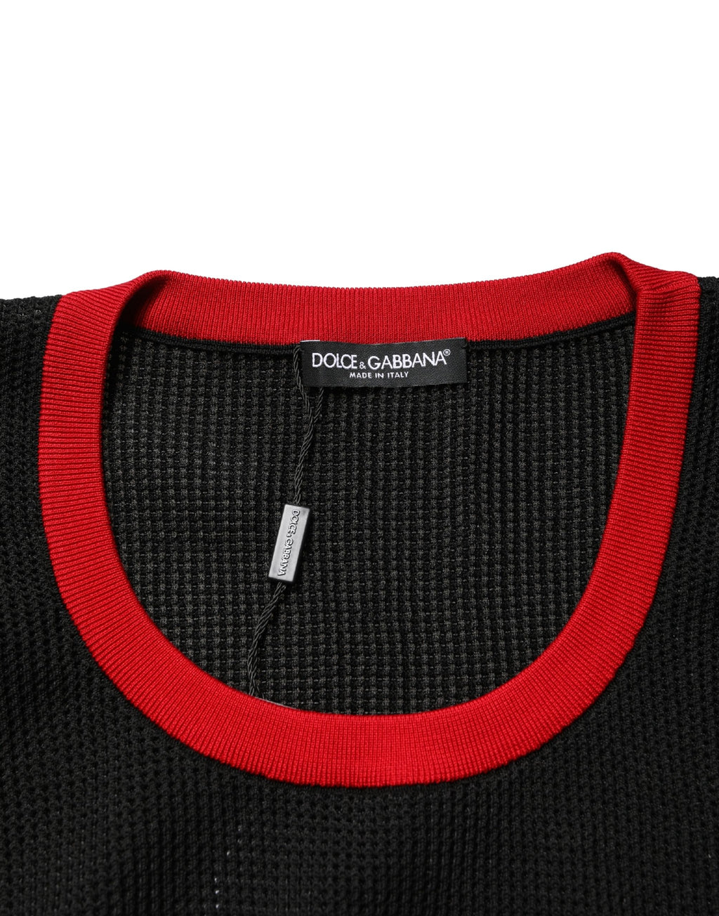 pull sans manches noir Dolce & Gabbana, pull à col ras du cou en maille pour homme, style élégant et moderne