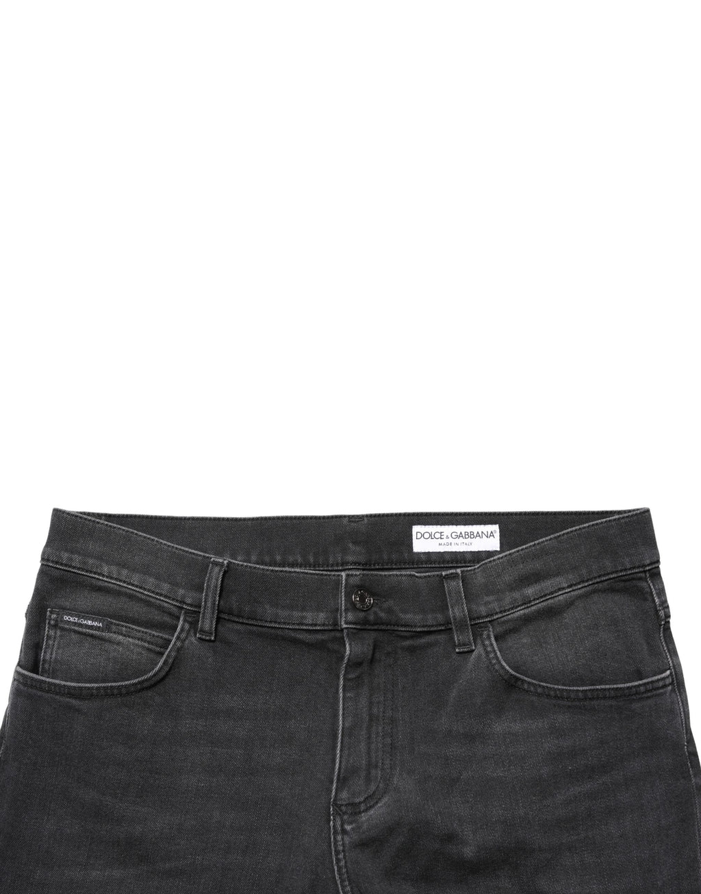 Jeans skinny en coton stretch noir Dolce & Gabbana, coupe régulière, denim élégante avec finition classique.