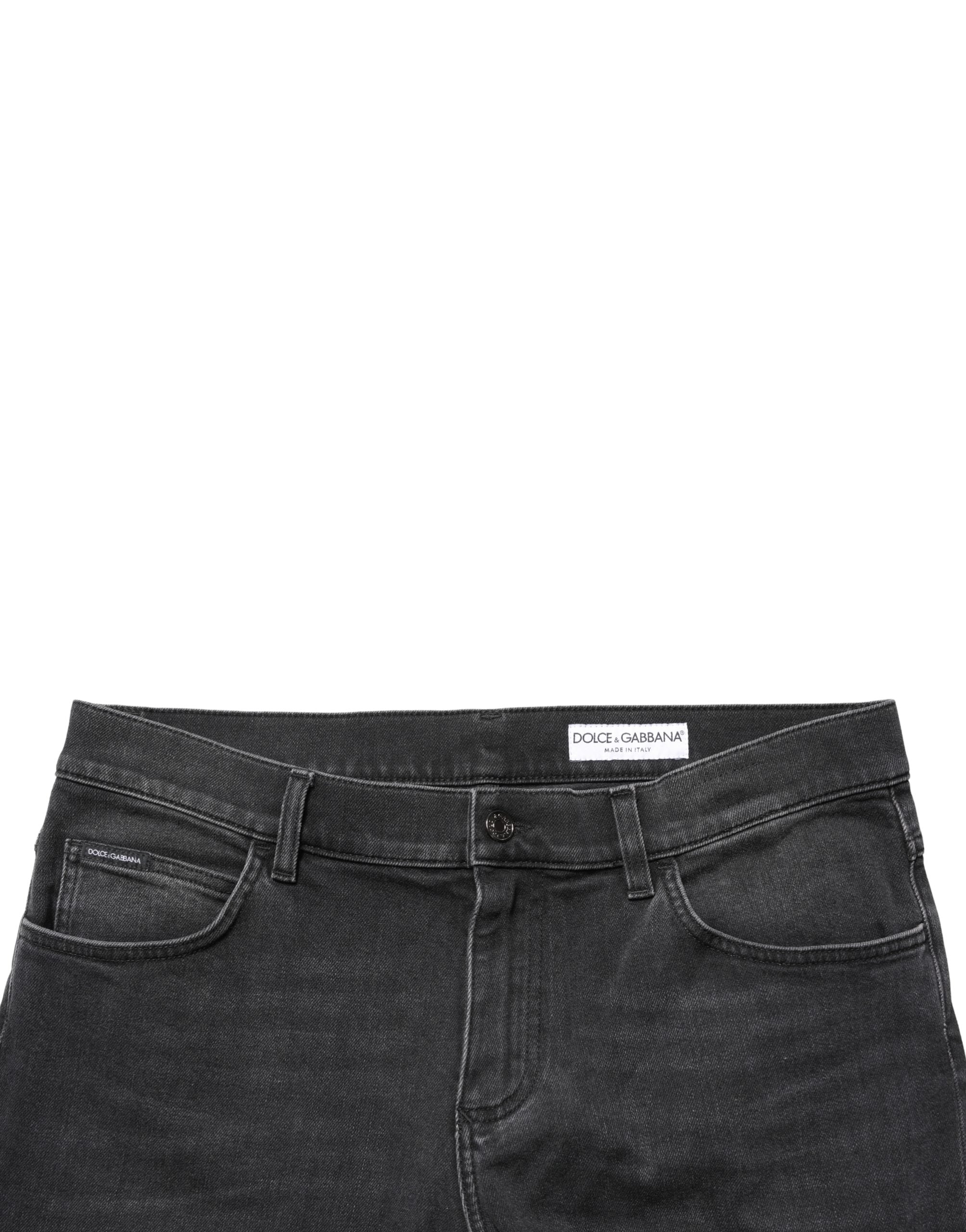 Jeans skinny en coton stretch noir Dolce & Gabbana, coupe régulière, denim élégante avec finition classique.