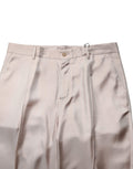 Pantalon formel droit en soie beige de Dolce & Gabbana, vêtement élégant pour occasions spéciales.