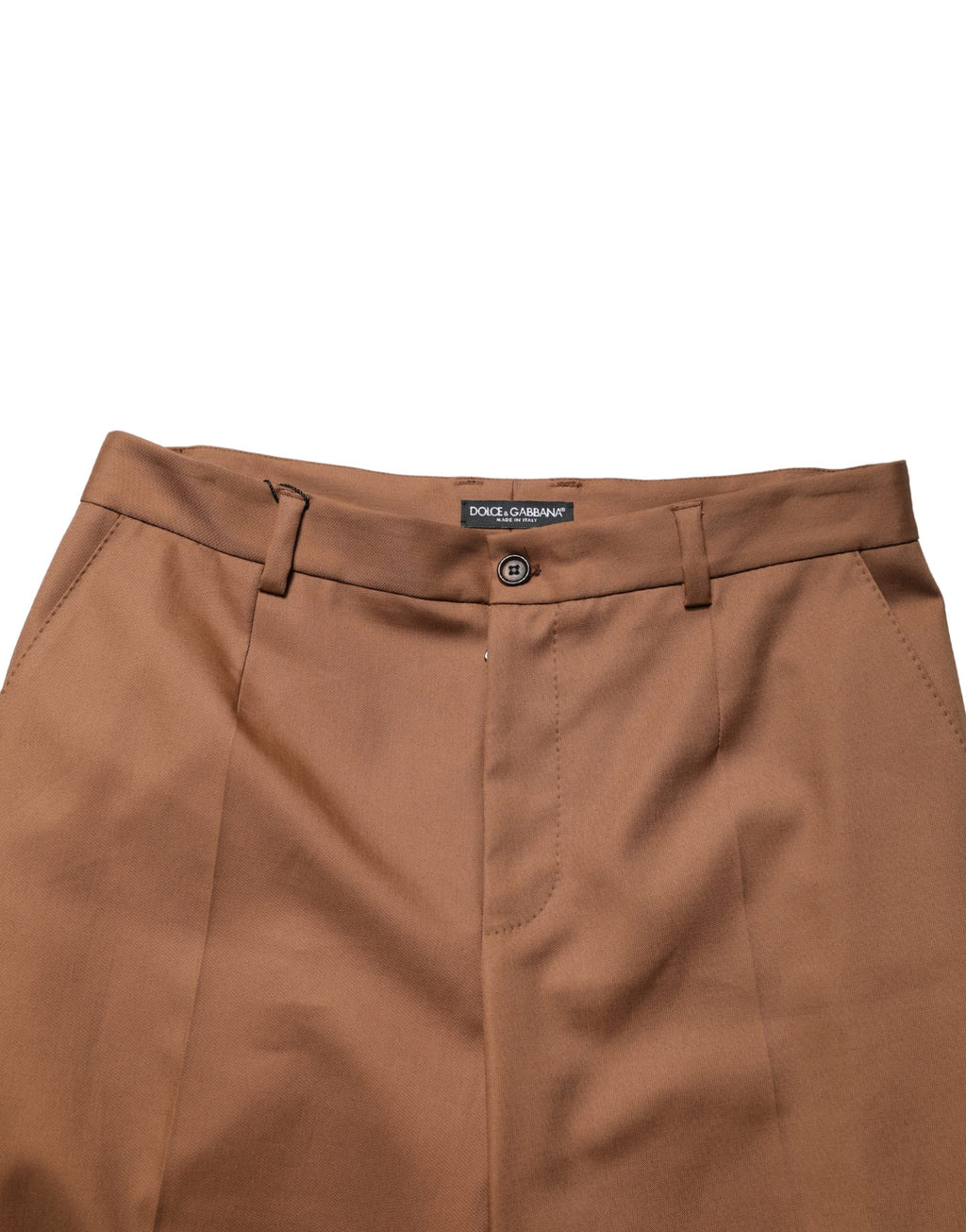 Pantalon homme Dolce & Gabbana en coton marron, coupe droite, pantalon de costume élégant pour homme.
