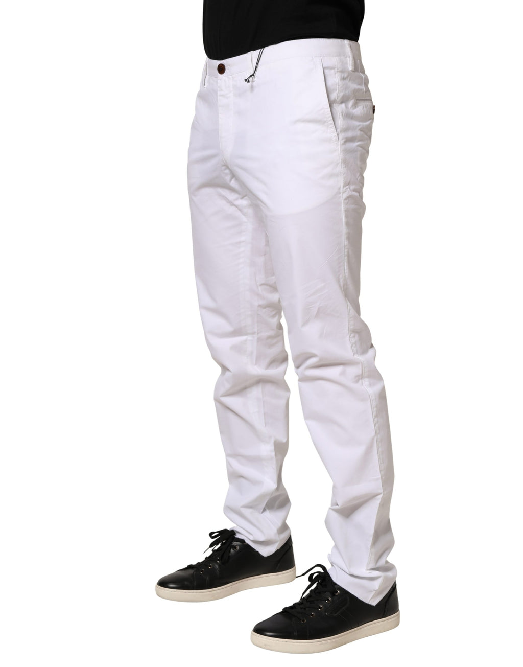 Pantalon chino blanc Hugo Boss taille moyenne, coupe skinny, style décontracté, à la mode et confortable.