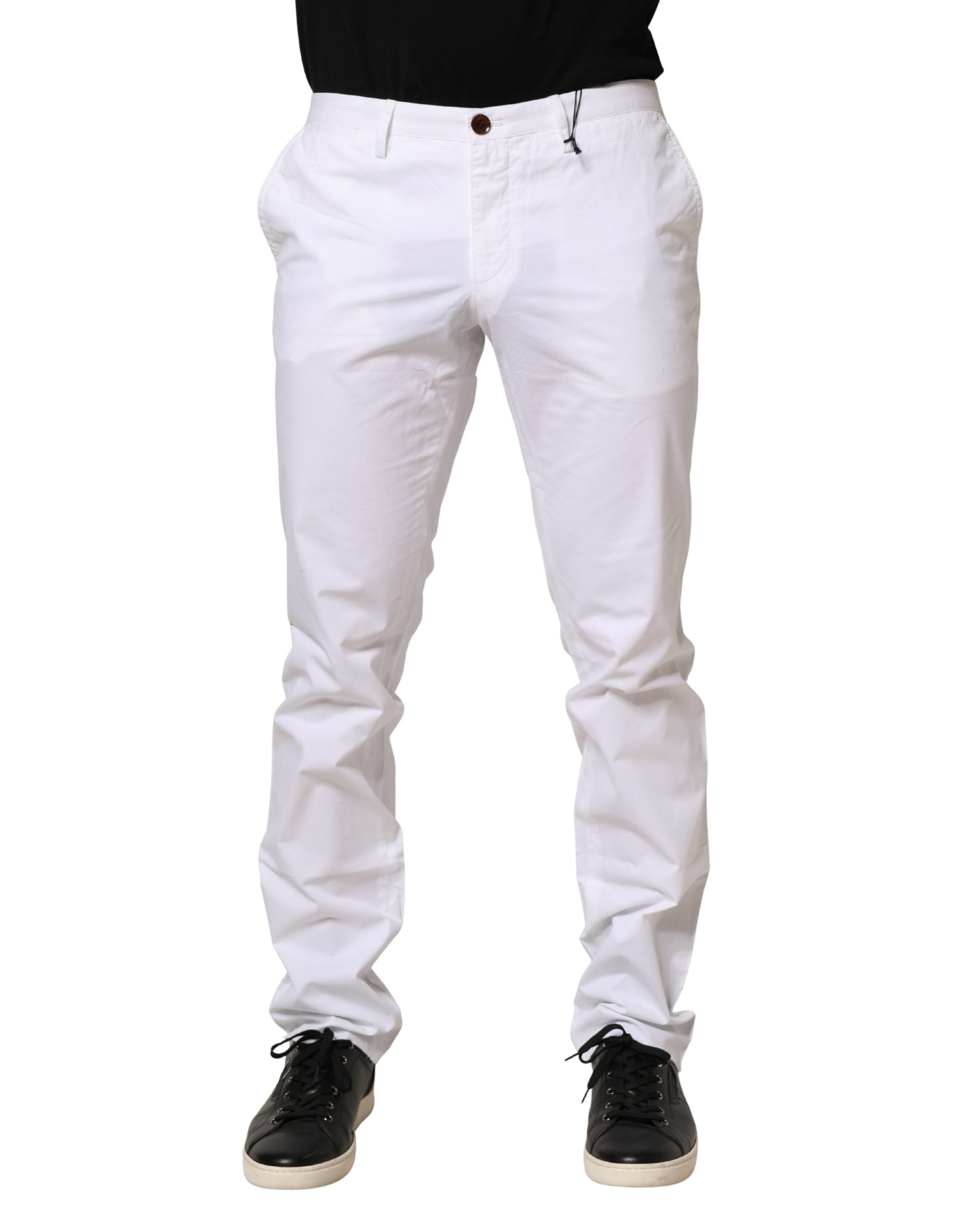 Pantalon chino blanc Hugo Boss taille moyenne, coupe skinny, pantalon casual élégant pour homme.