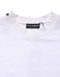 Sweat-shirt blanc en coton Dolce & Gabbana avec col rond, vue de face, doux et confortable, porté ou posé sur une surface.