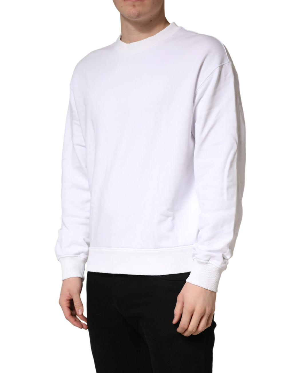 Sweatshirt Dolce & Gabbana en coton blanc à col rond, vêtement décontracté pour homme ou femme.