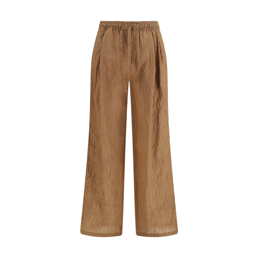 Pantalons décontractés en lin marron de Dolce & Gabbana, style élégant et confortable pour homme.