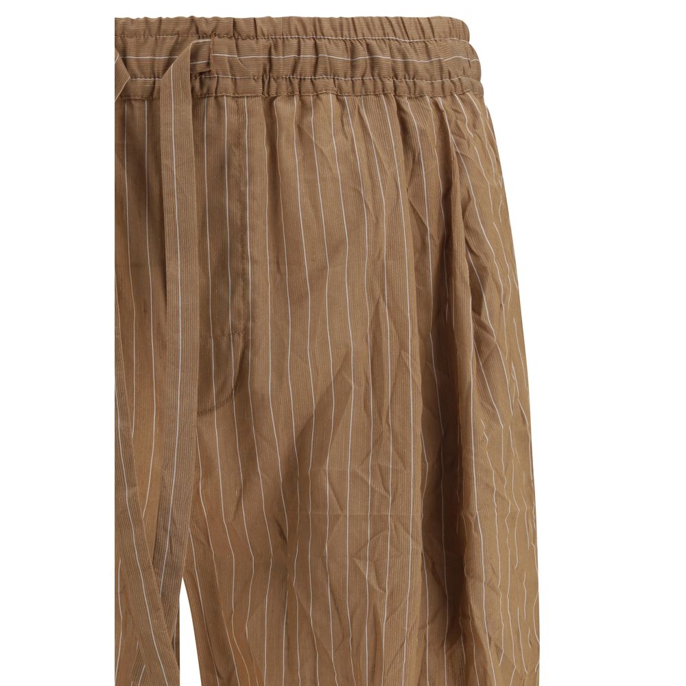 Pantalons décontractés en lin brun de Dolce & Gabbana, style confortable et élégant pour homme.