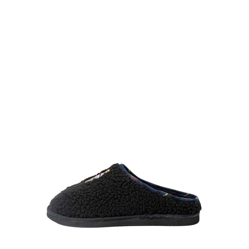 Chaussons en coton noir Ralph Lauren pour homme, confortables et élégants, avec logo Ralph Lauren visible sur la semelle