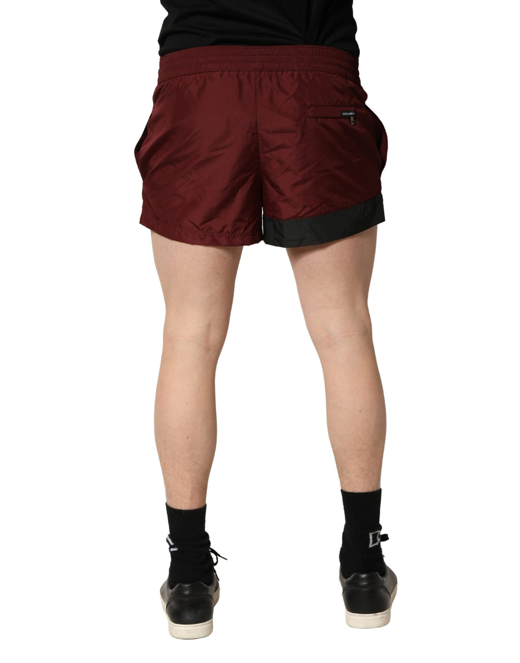 Shorts de bain marron en polyester Dolce & Gabbana avec cordons de serrage, parfaits pour la plage ou la piscine.