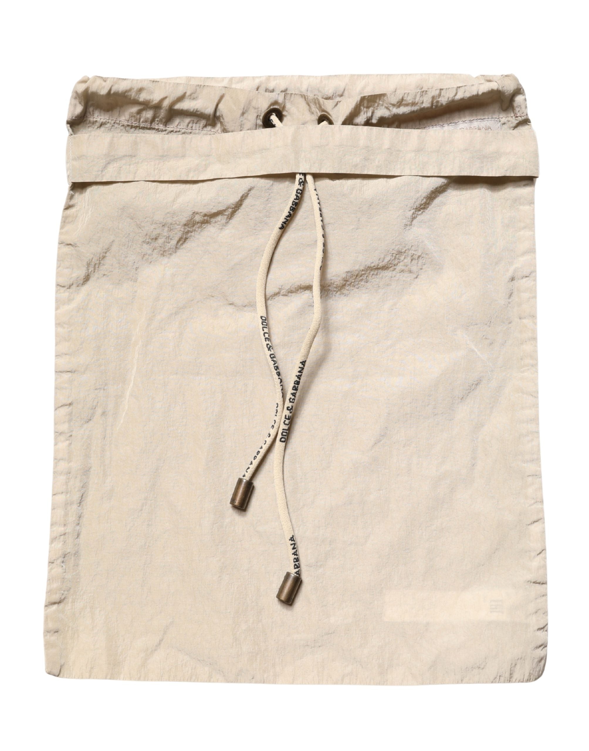 Shorts de bain en nylon marron Dolce & Gabbana avec cordon de serrage, style décontracté et confortable pour la plage.