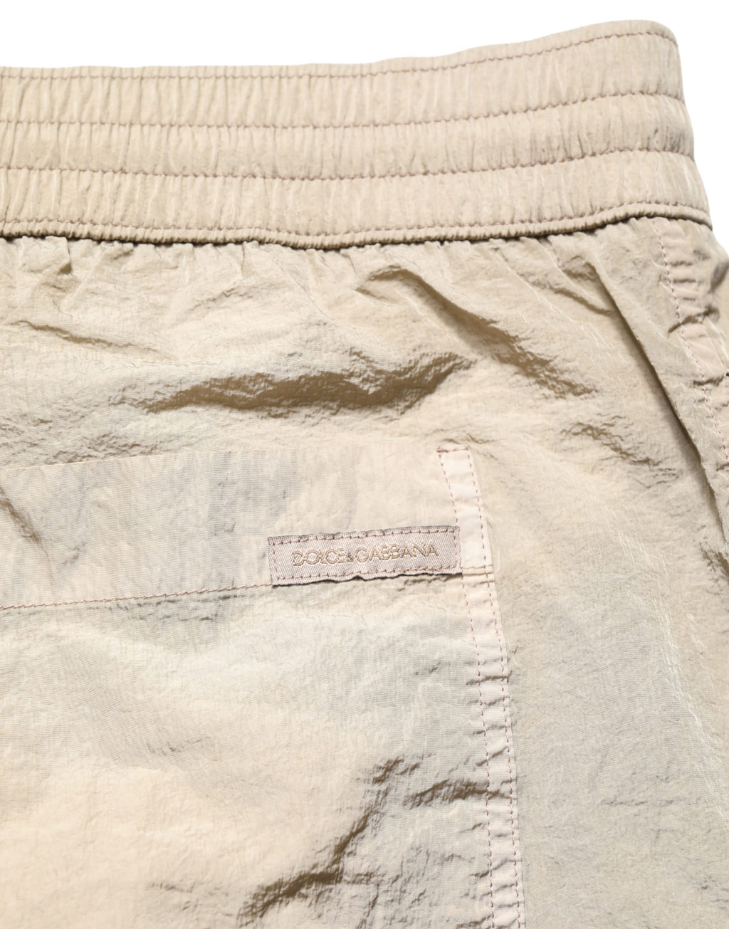 Shorts de bain en nylon marron avec cordon de serrage Dolce & Gabbana, style décontracté et confortable, pour la plage.