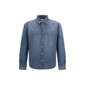Chemise en denim bleu Saint Laurent avec col classique et boutons, vue de face.