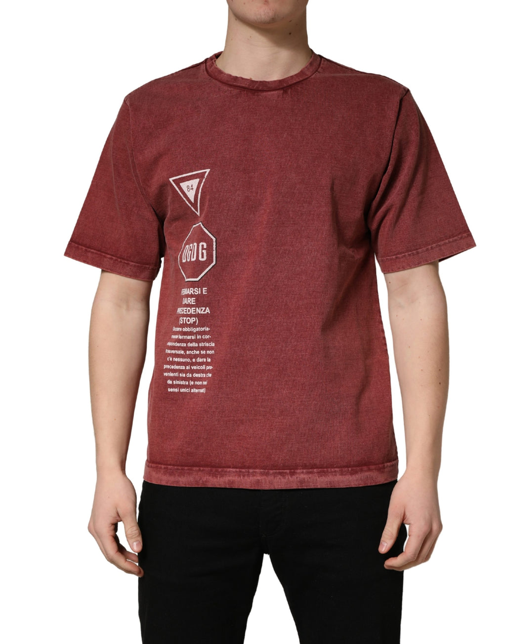 T-shirt Dolce & Gabbana à manches courtes, col rond, imprimé marron pour homme.