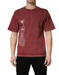 T-shirt Dolce & Gabbana à manches courtes, col rond, imprimé marron foncé, style décontracté.