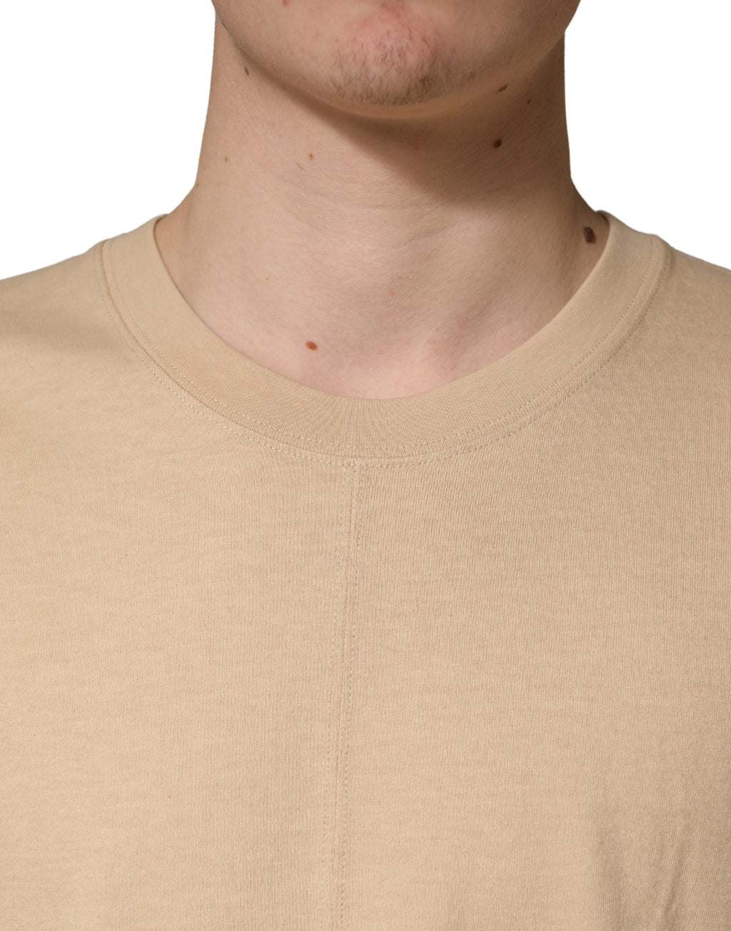 T-shirt oversize en coton beige de Dolce & Gabbana avec col rond, vue de face.