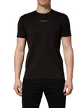 T-shirt homme Dolce & Gabbana marron à logo brodé, col rond, style décontracté et élégant.