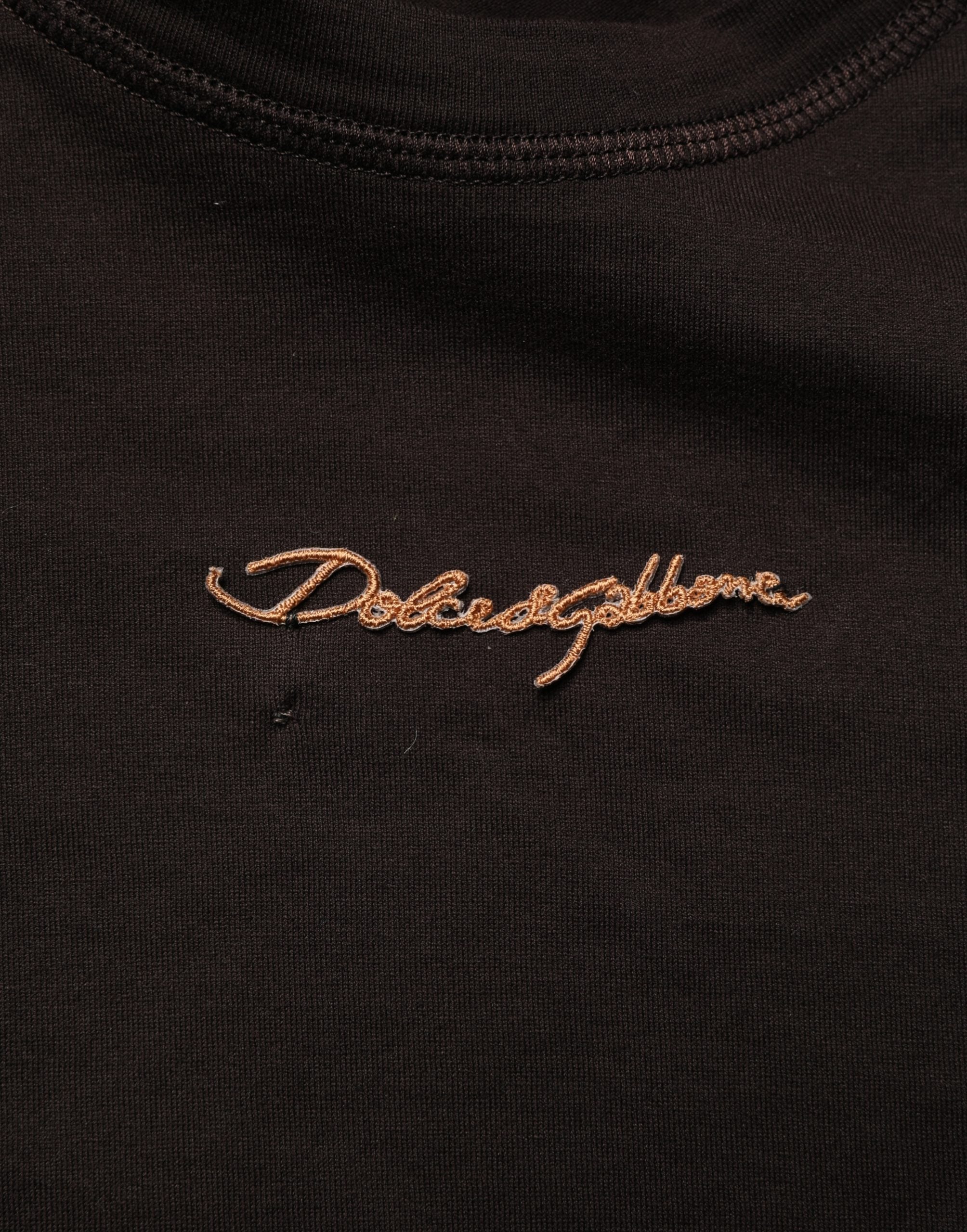 T-shirt homme Dolce & Gabbana marron avec logo brodé, col rond, style décontracté, vue de face.