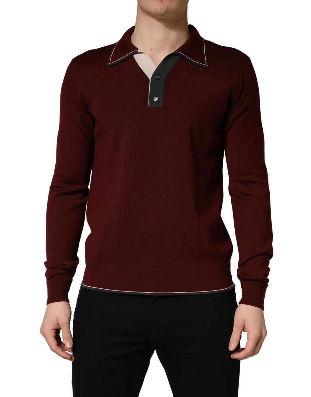 T-shirt à manches longues en laine marron re-édition Dolce & Gabbana, style élégant et confort moderne.