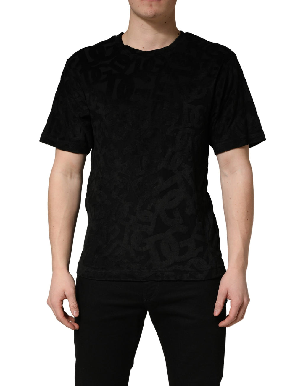 T-shirt décontracté noir Dolce & Gabbana DG Mania avec logo imprimé, style casual et moderne.