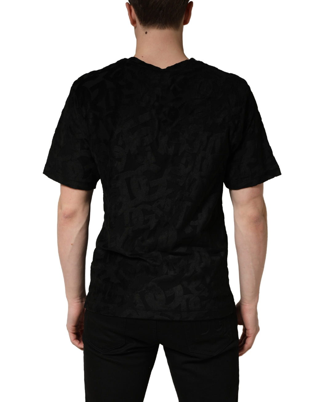 T-shirt décontracté noir Dolce & Gabbana DG Mania avec logo imprimé, manches courtes et coupe classique.