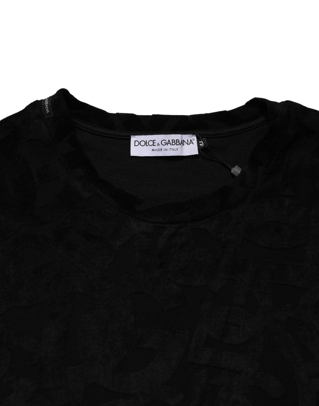 T-shirt décontracté noir Dolce & Gabbana DG Mania avec logo imprimé, vue de face, style casual et mode moderne.
