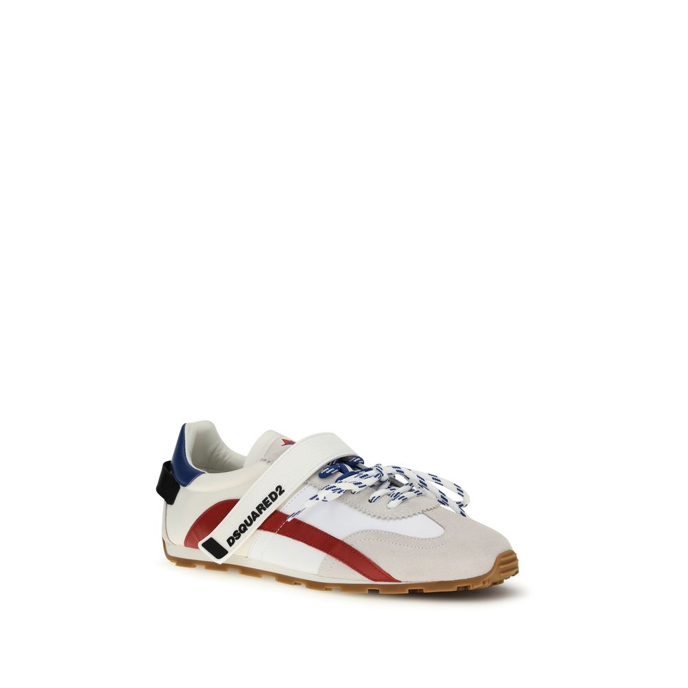 Sneakers Bos Taurus en cuir de veau multicolore de Dsquared², chaussures de sport tendance avec détails colorés.