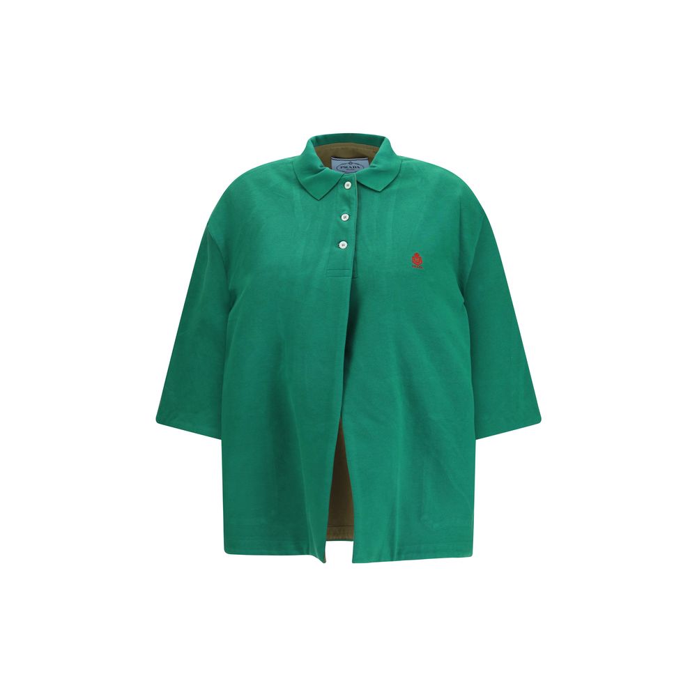 Veste biker bicolore en polyéthylène de Prada, style moderne avec coupe ajustée et détails élégants.