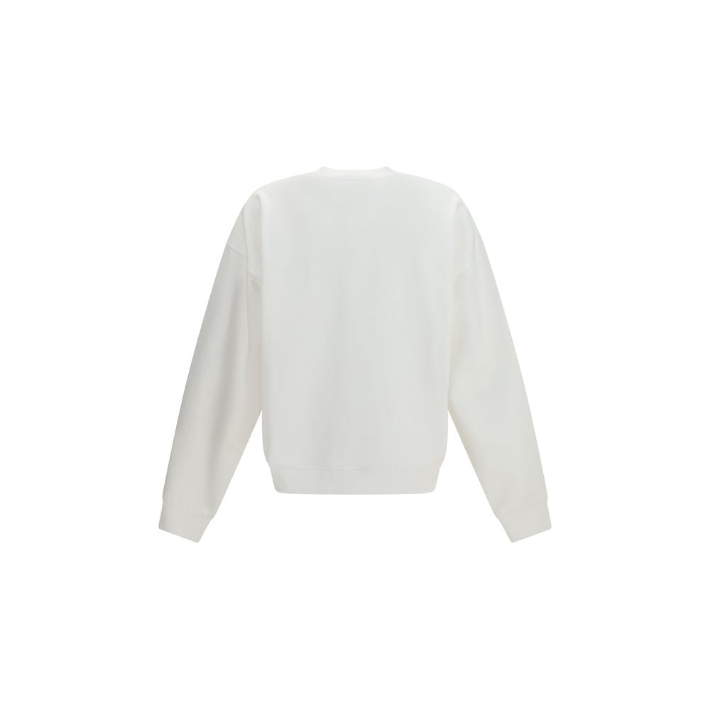Sweat-shirt en coton blanc de Dsquared², style décontracté avec logo discret, porté sur un mannequin.