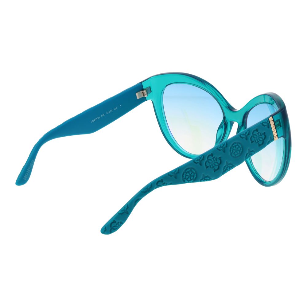Lunettes de soleil en acier inoxydable turquoise Guess, style moderne avec monture élégante et verres protecteurs.