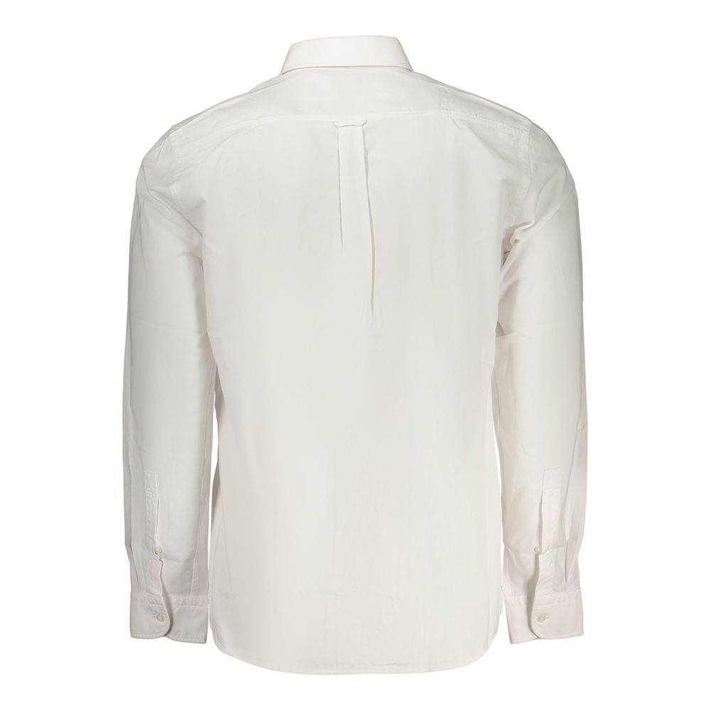 Chemise blanche en coton pour homme de la marque Hugo Boss, avec col classique et manches longues, vue de face.
