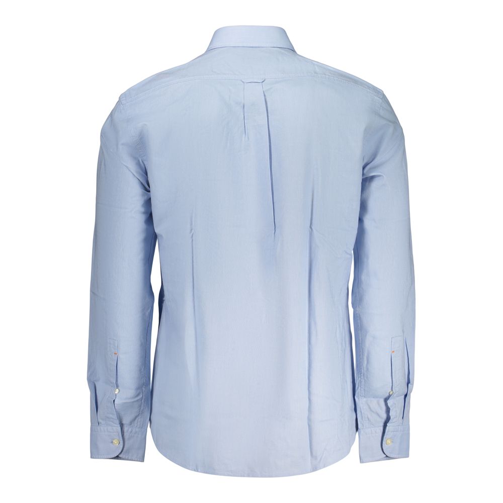 Chemise homme en coton Hugo Boss Azzurro, style élégant avec col classique et boutons, vue de face.